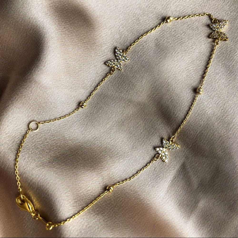 Solid 10K Butterfly Anklet